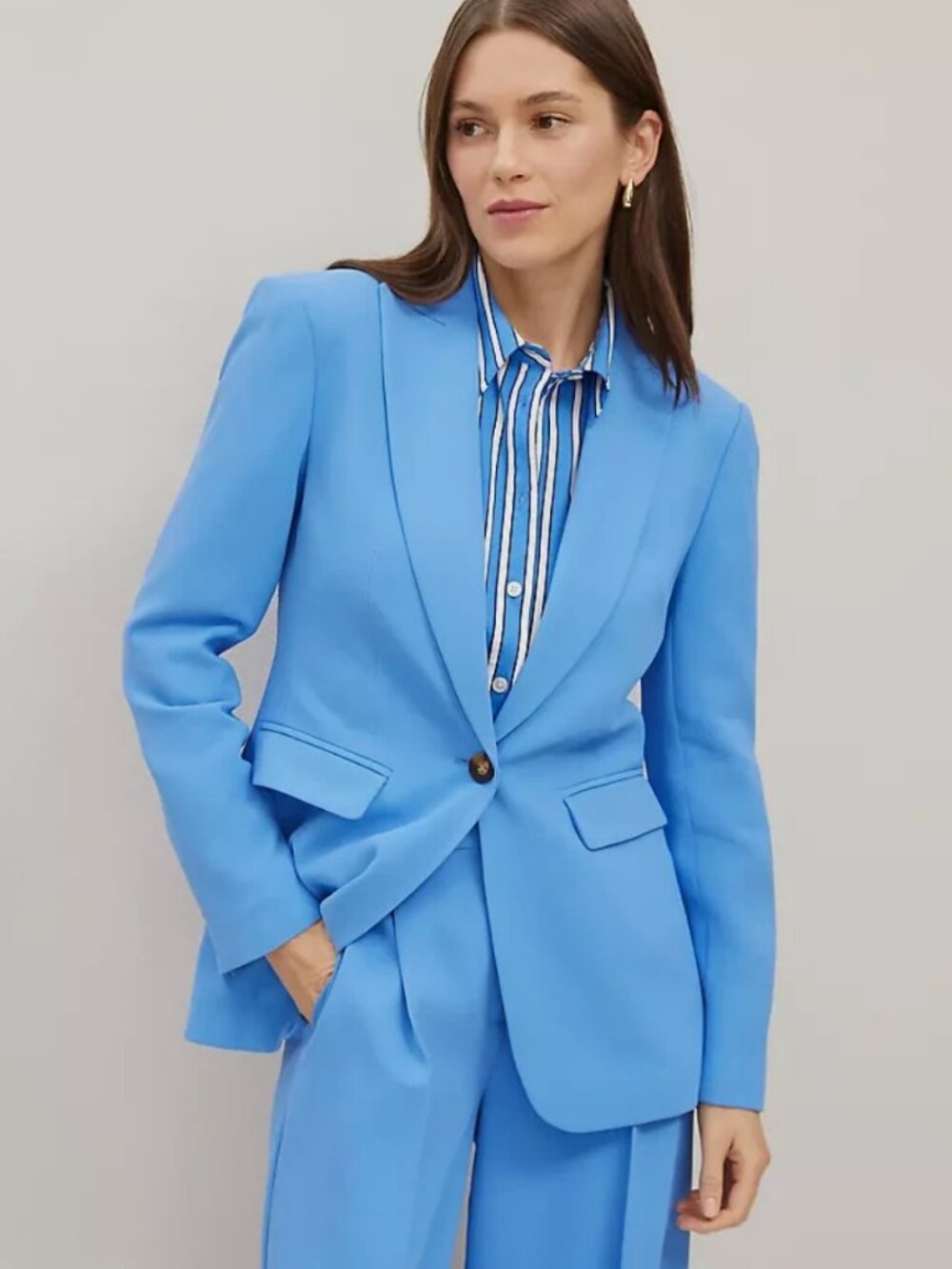 Ann Taylor Sky Blue Single-Button Blazer